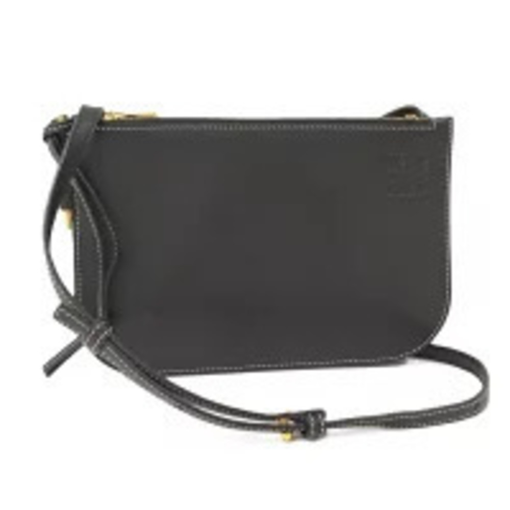 Loewe Double Zip Shoulder Bag Leather Black